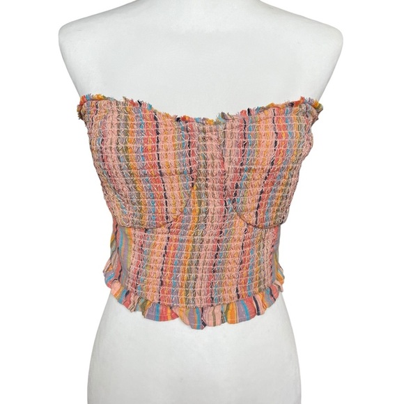 Pilcro Women’s Size M Rainbow Smocked Top Festival Going Out Strapless - Picture 11 of 11